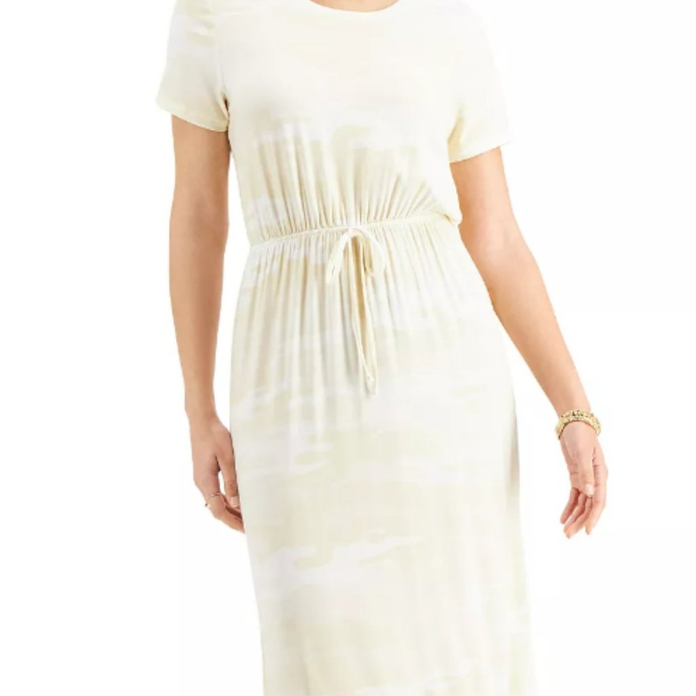 Style & Co Tan and White Camouflage Dress